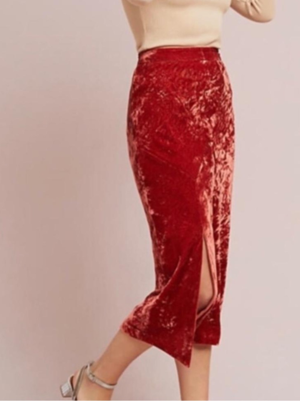 Anthropologie Maeve Velvet Skirt in Orange Size 8